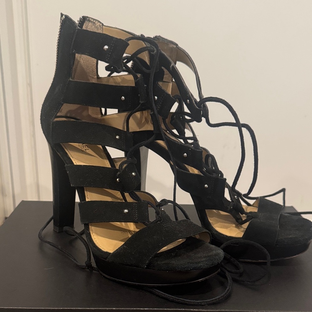 MICHAEL Michael Kors Black Lace-Up Heels